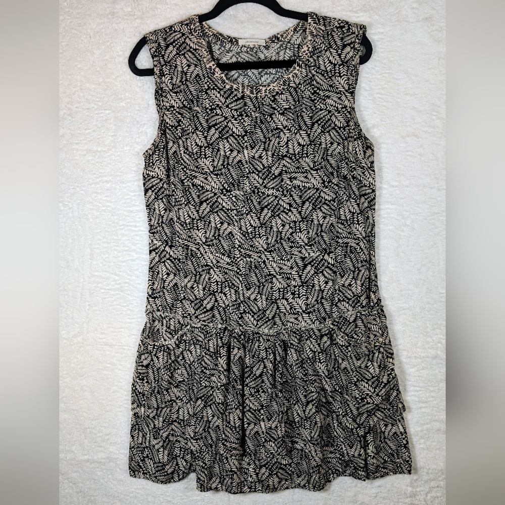 209.Promod Monochrome‎ Leaf Print Mini Dress